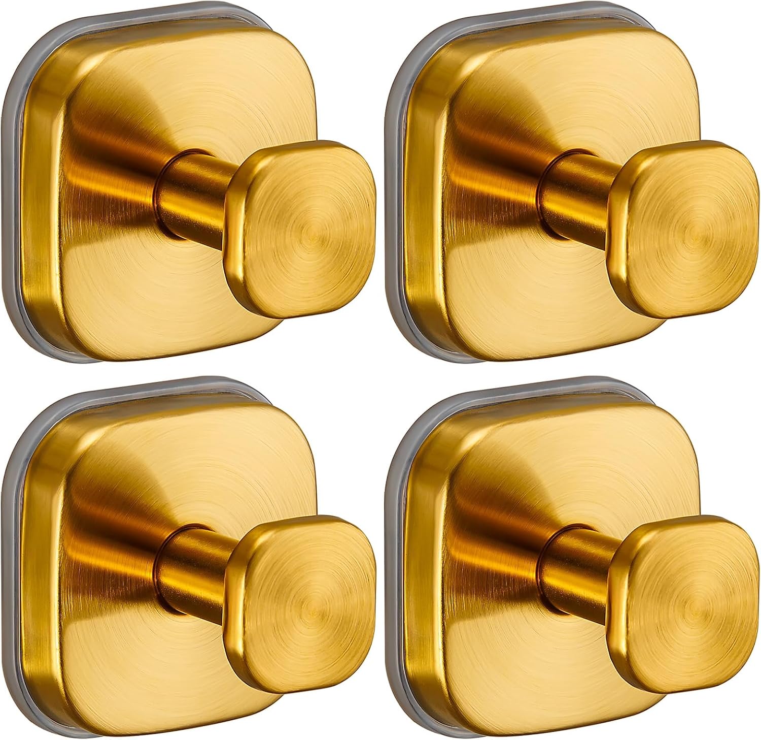 Suction Cup Hooks for Shower Heavy Duty No-Drill– Reusable Multi-Purpose Hooks Adheres to Glass, Mirrors, Tiles & Smooth Surfaces for Towels, Robes, Loofah& Body Sponge (4, Brushed Nickel)