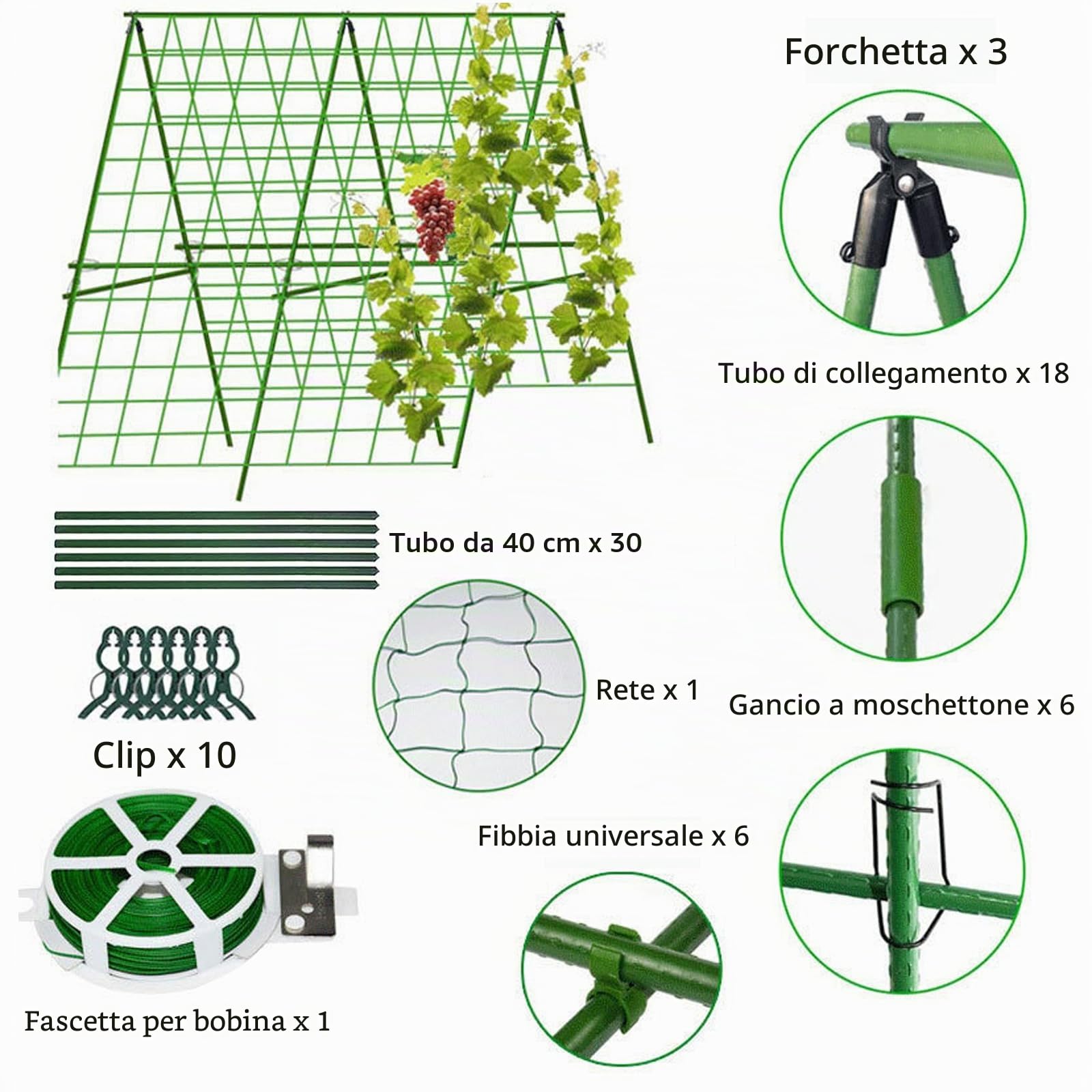 Supporto per piante rampicanti, adatto per cetrioli, soia, pomodori e altri tipi di verdure, così come il fiore di luna, traliccio in acciaio, lunghezza 120 cm