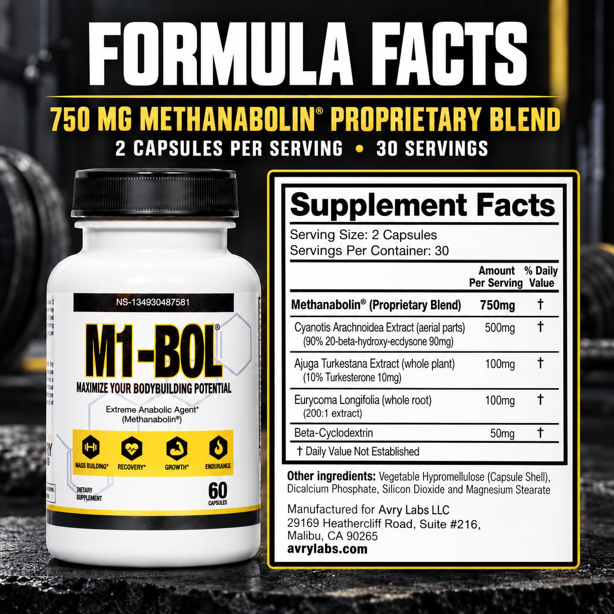 Extreme Anabolic Testosterone Booster Avry Labs Proprietary Stack w/Turkesterone to Support Muscle Growth, Strength, Recovery & Naturally Support Optimal Testosterone Levels – Vegan, 60 Capsules — Amazon image 6