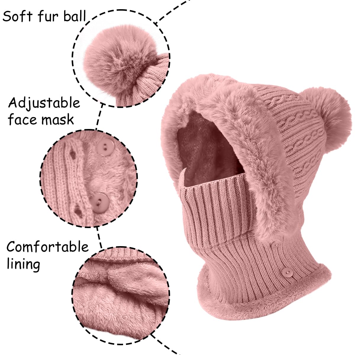 JFAN Cappelli Donna Inverno Berretto Donna in Maglia Cappello e Sciarpa Donna in Pile Caldo per Sci Outdoor