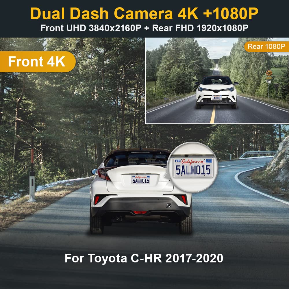 Amazon.com: FITCAMX 4K Dual Dash Cam Suitable for Toyota C-HR 2017