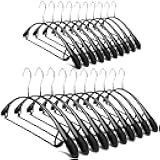 Non Slip PVC Coating Sweater Hangers,Dress Suit Coat Hangers,Wide Shoulder Bump Free Golf T Shirts Clothes Hangers (Black Color 20 Pack)