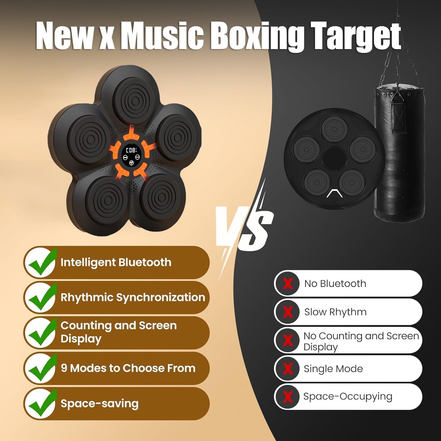 Music Boxing Machine, Musik Boxmaschine Bluetooth mit 2 Sätzen Boxhandschuhen für Erwachsene und Kinder, Boxausrüstung mit 5 Modi, 9 Stufen Geschwindigkeit,Boxmaschine geeignet für Heimtraining und St