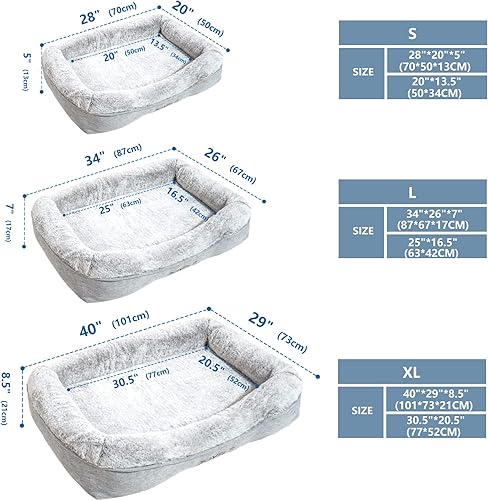 Miniatura 2 de JOYELF Cama ortopédica extragrande para perros de espuma viscoelástica con funda lavable, diseño independiente con forro impermeable incluido