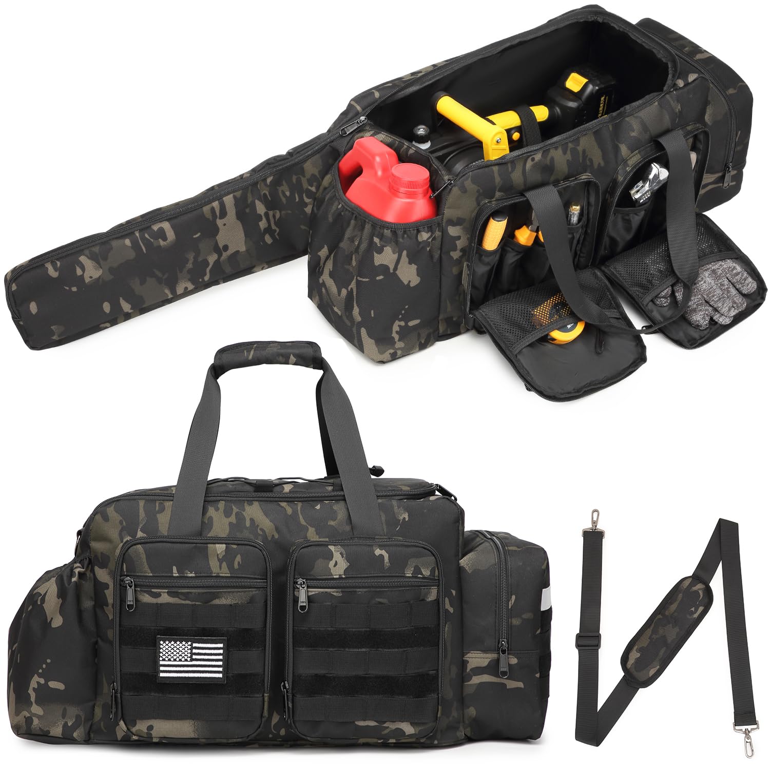 Chainsaw Carrying Case - Tactical Style Waterproof Storage Bag for EGO, Dewalt, Greenworks 14 & 16 & 18 Inch Power Chainsaw & Accessories, Bag Only (Black CM)