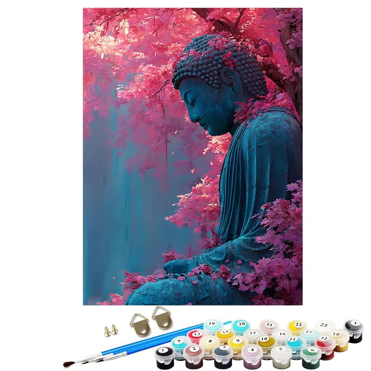 Landschaft Zen Malen Nach Zahlen Erwachsene, Paint by Numbers Adult Anfänger Kreativ Set für, Heimwerk Malen Nach Zahlen Kinder, 3 Pinsel und 36 Acrylfarbe Als, für Deko Wohnzimmer 60 x 80 cm BJHWK678