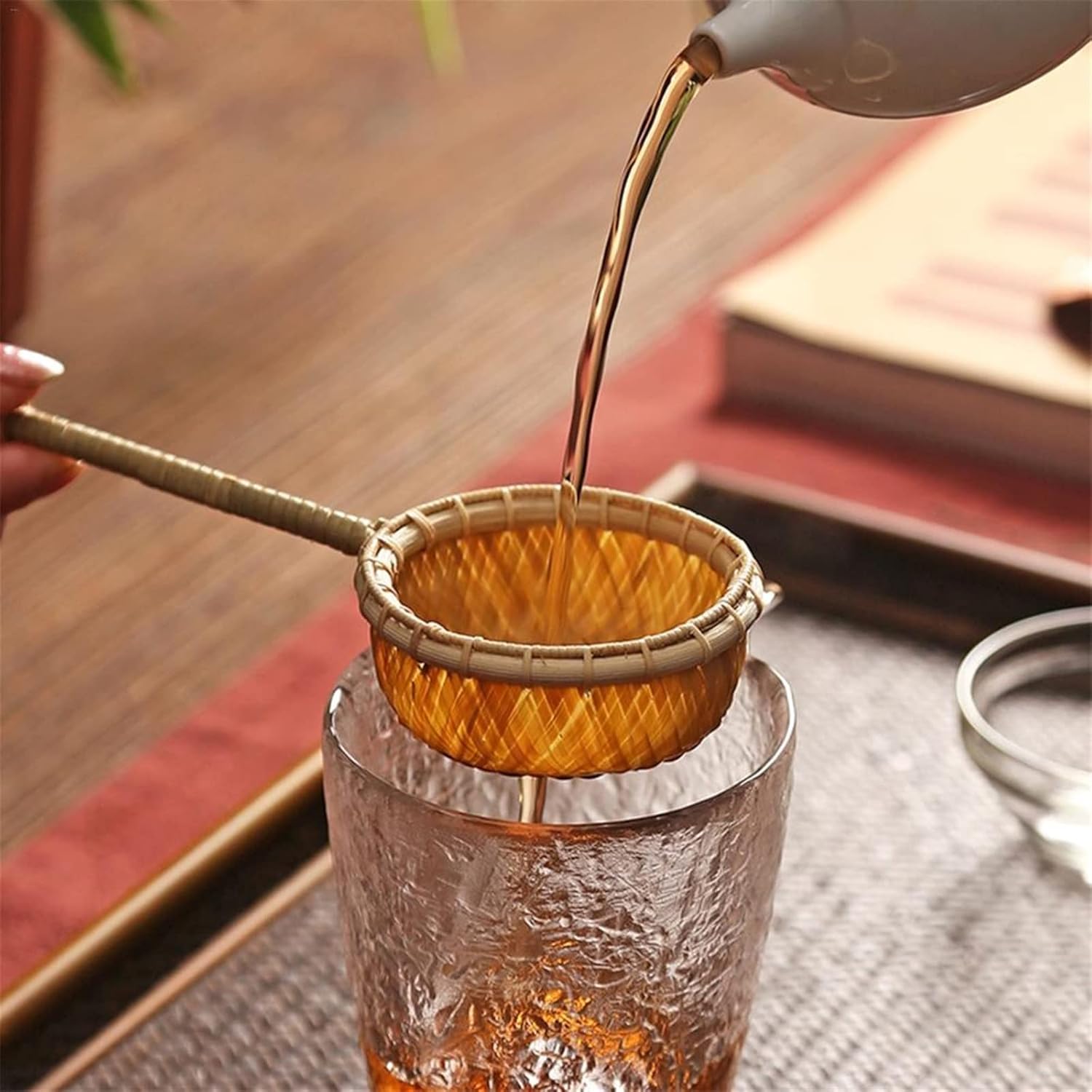 Tea Filters Handmade Bamboo Tea Filter can be reused. Filter Tea Making Tools Colander Gadgets Tea Making Sieve Tea Set