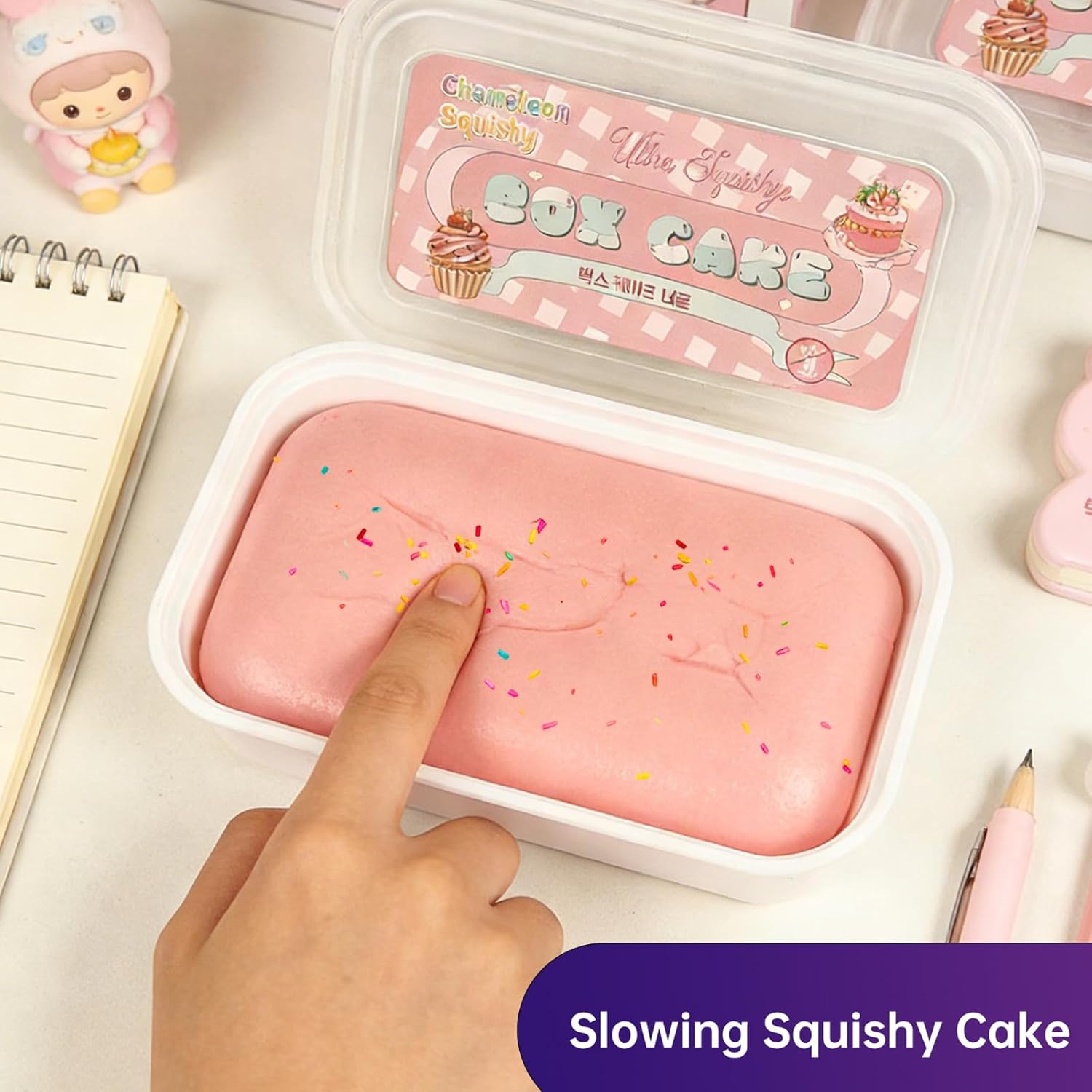 Squishy Cake Slow Rising Sensory Fidget for Stress Relief, Realistic Food Model Cream Cake Desktop Decor for Teens Adult (Pink)