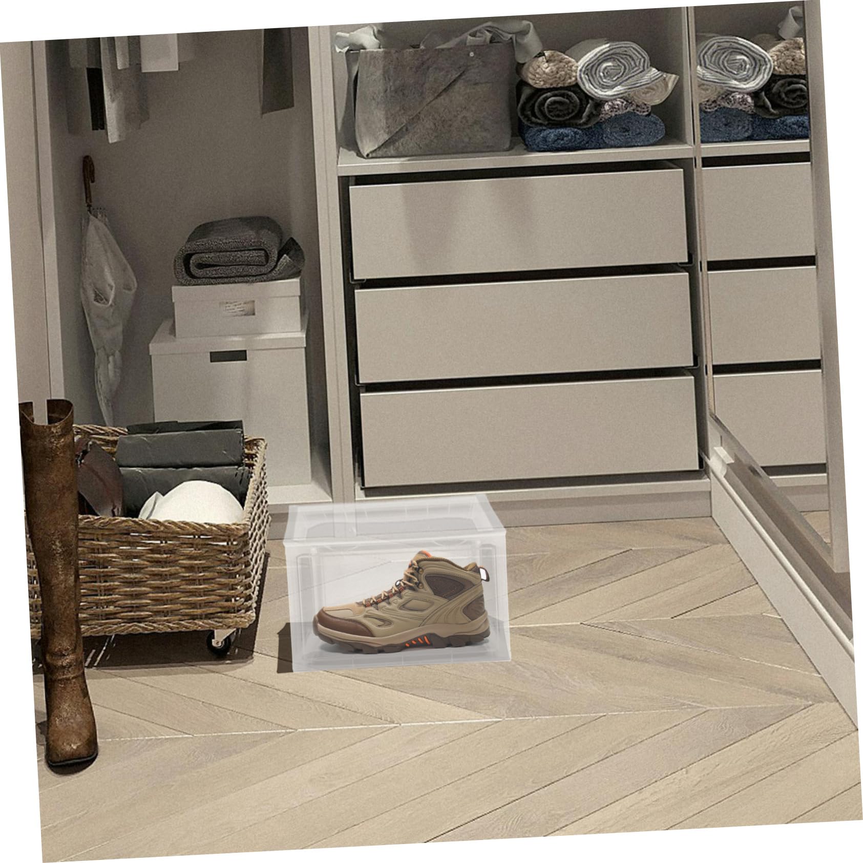 Zerodeko Organizador de Zapatos Acrílico con Puerta Lateral Magnética Caja de Almacenamiento Apilable Que Ahorra Espacio para La Entrada