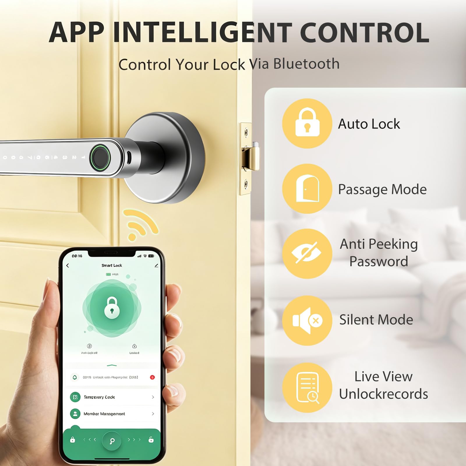 Smart Fingerabdruck-Türschloss, schlüsselloses Türschloss für Haustür