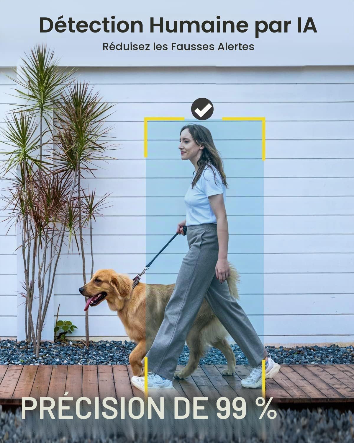 ieGeek Caméra Wi-Fi 2K extérieur/intérieur sans fil, batterie, phare et alarme intégrés, vision nocturne à couleurs, détection de mouvement PIR, 2 voies audio, stockage SD/Cloud, WiFi 2,4 GHz, IP65