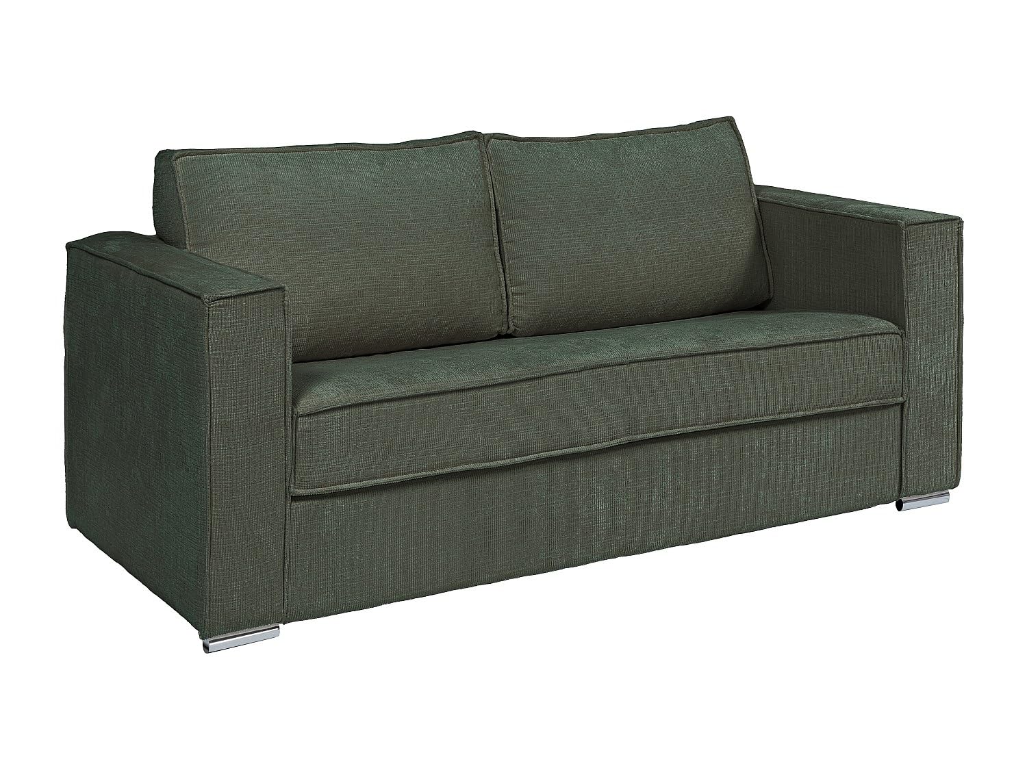 Vente-unique-Canapé 3 Places Convertible Express en Tissu Chenille Vert - Couchage 140 cm - Matelas 18 cm Loreto