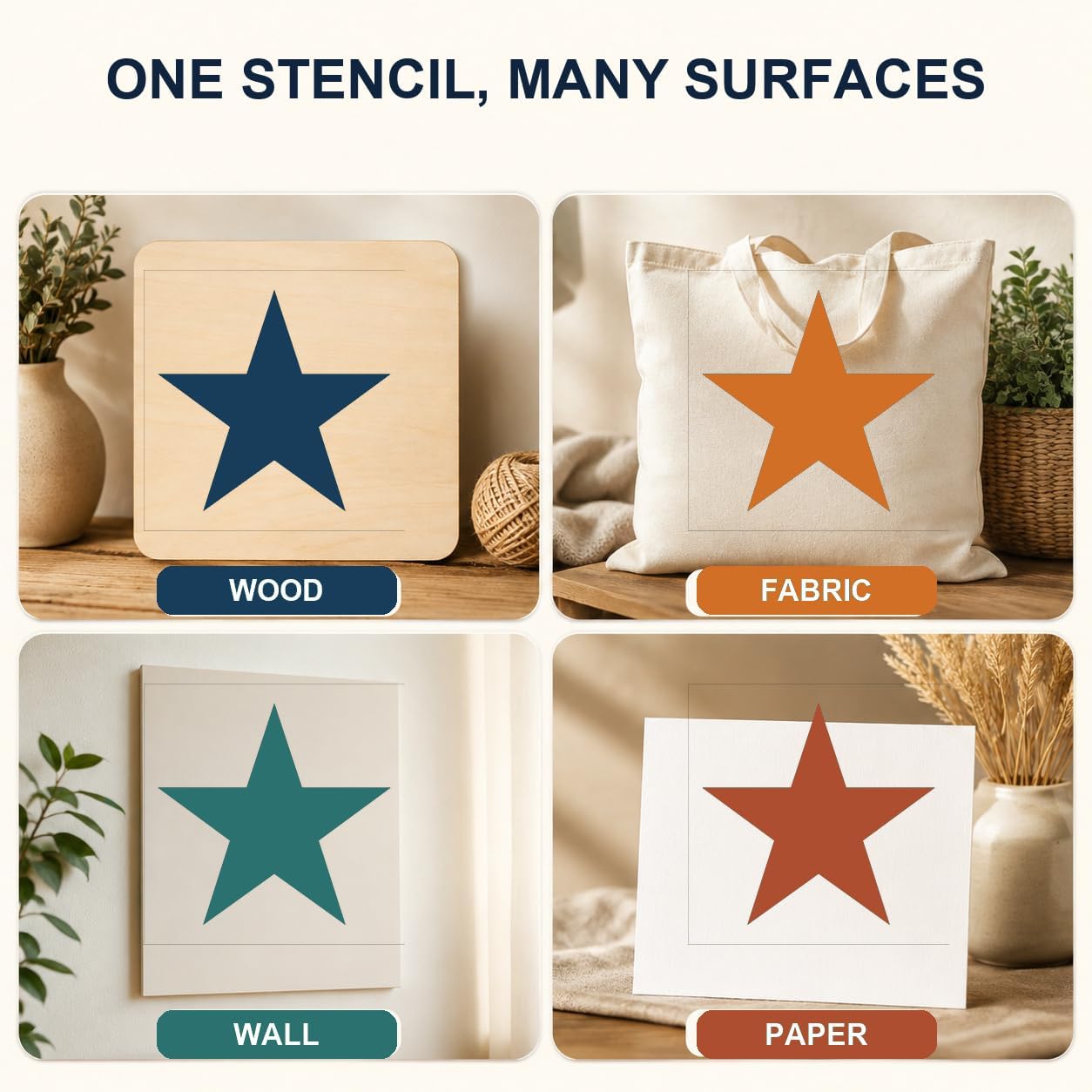 MAGJUCHE Star Stencil 12 Inches, Reusable Large Star for Wall Painting DIY Crafts Decor