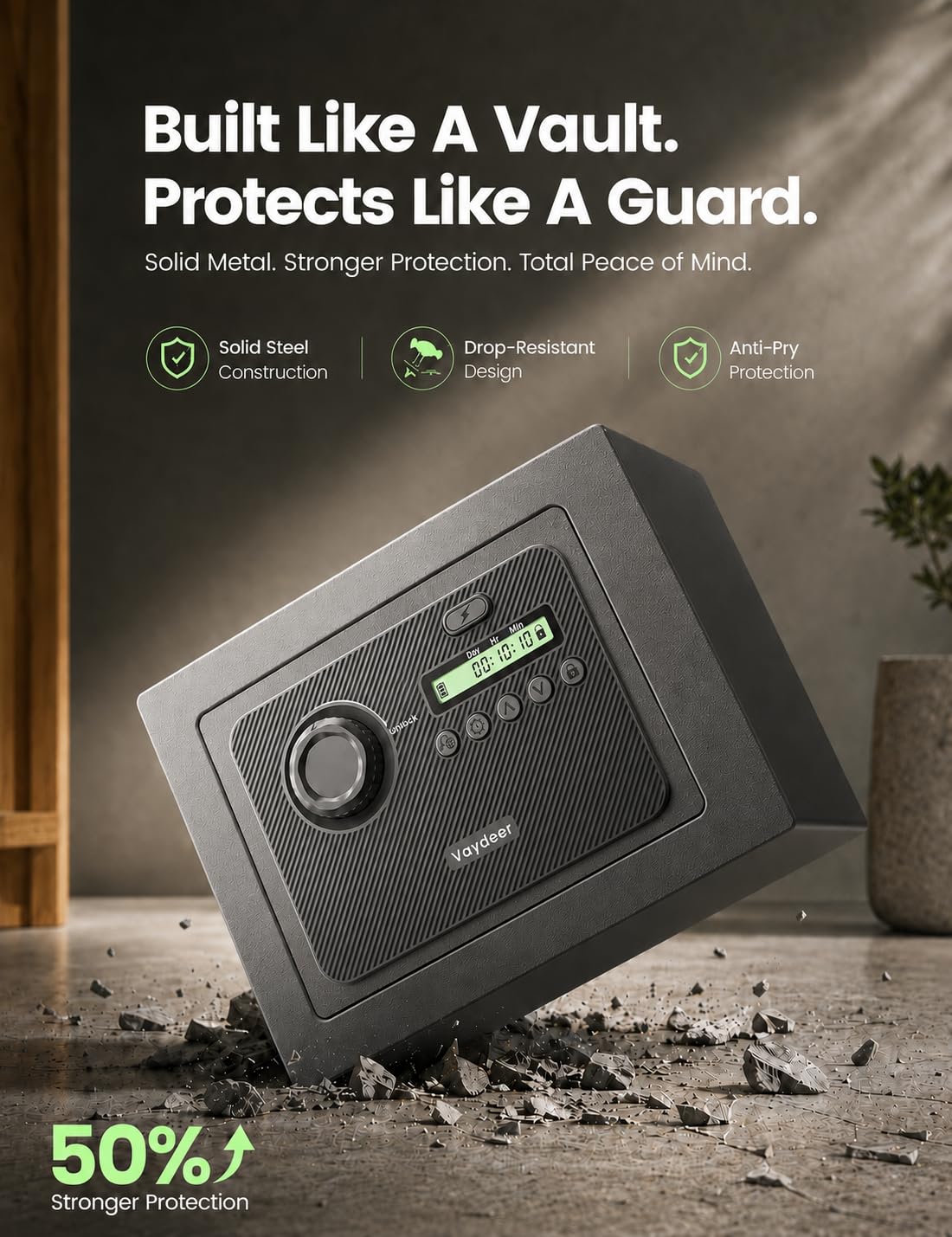 Vaydeer Metal Safe Timed Lock Box, Phone Lock Box with Timer, Sturdy Time Lock Safe for Phones, Game Controllers, Snacks & Cravings, Helps Manage Social Media, Focus and Self-Control