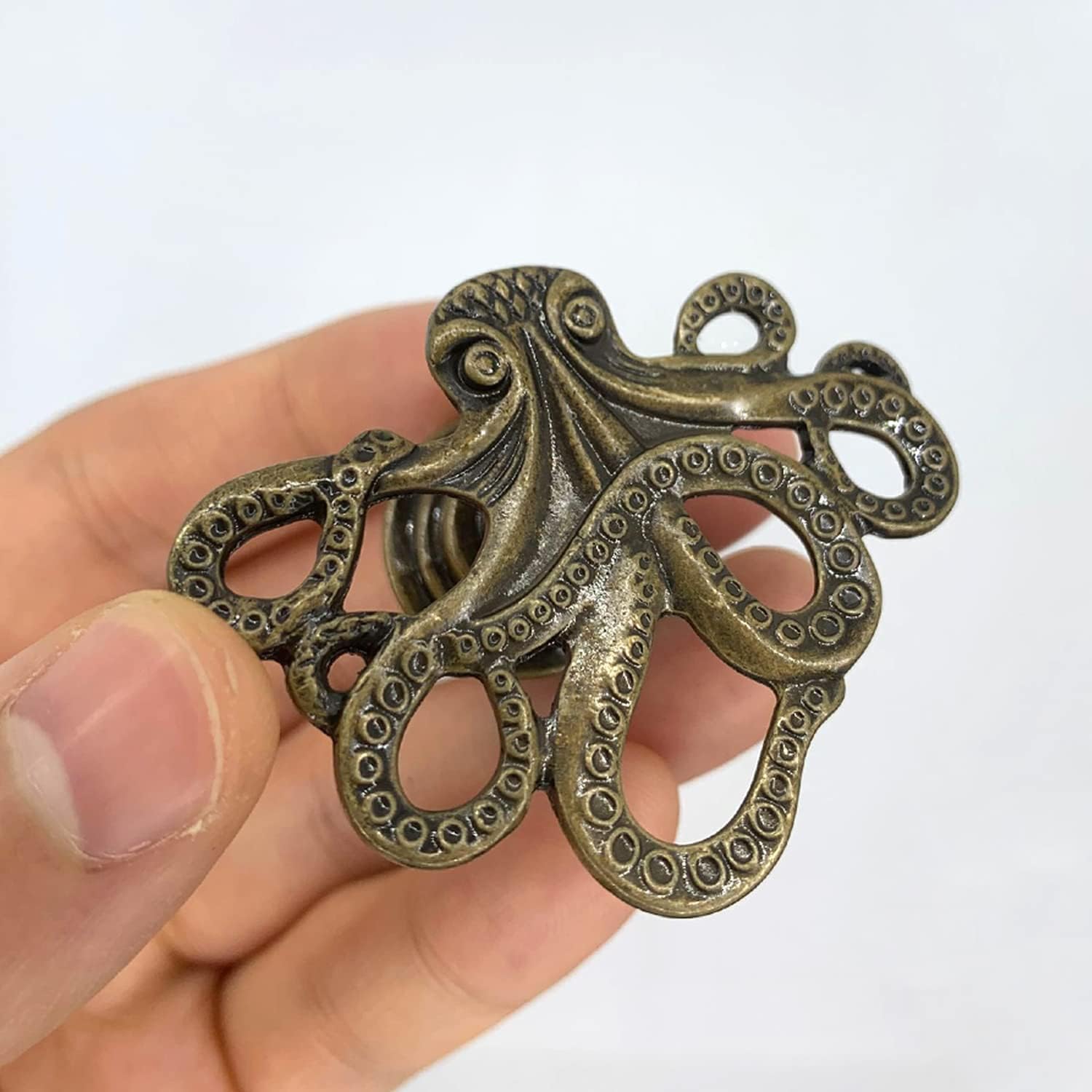 4 pcs Octopus Drawer Knobs Creative Shape Drawer Knobs Single Hole Pulls Handles for Cupboard Dresser Wardrobe Handles (Bronze)