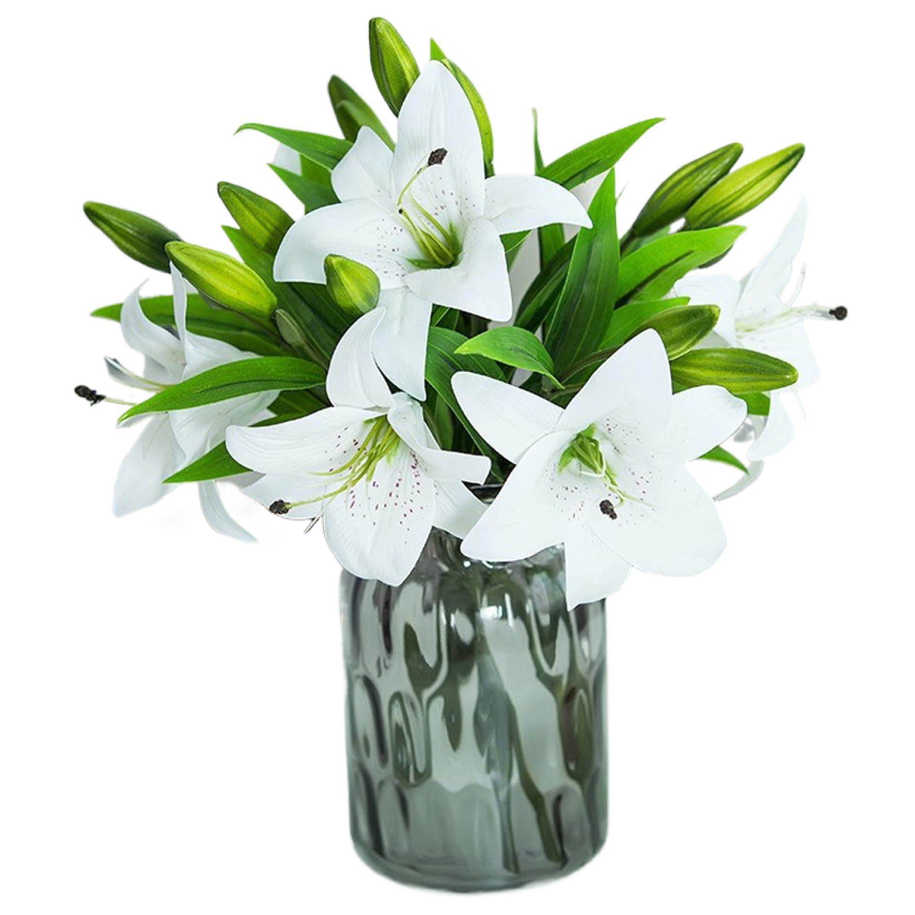 Lys artificiels 37 cm fleurs blanches pour centre de table de mariage