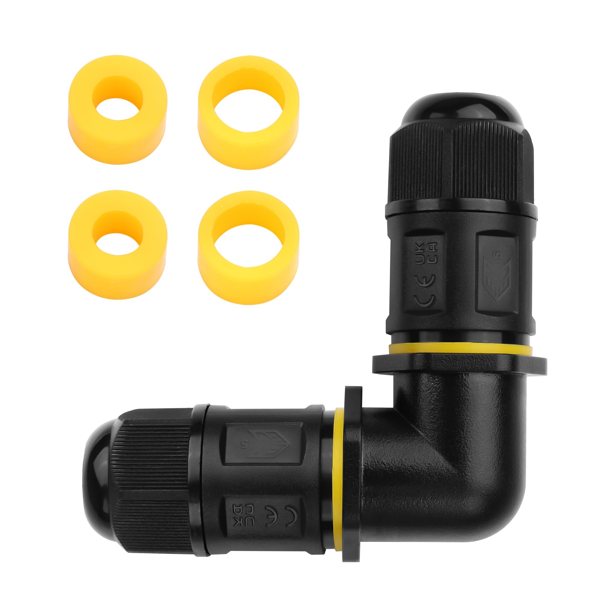 YACSEJAO 3 Pin Outdoor Junction Box 2/3/4 Way IP68 Waterproof Extension Electrical Cable Connector，AC 450V/24A M20 Wire Range(4-8mm or 6-11mm) Snap-on Wire Connector (3 Pin & 2 Way)