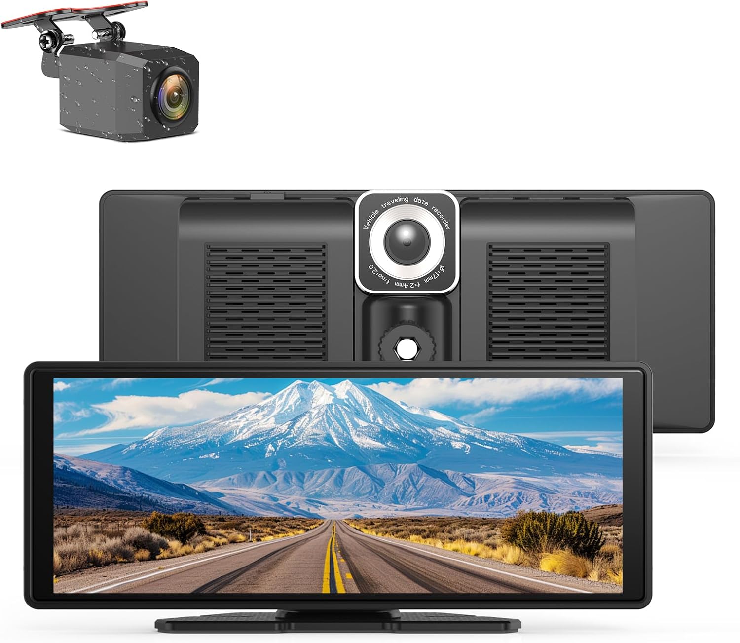 Portable CarPlay Screen for Car 10.26" HD IPS Touchscreen with 4K Dash Cam Front and Rear, 1080P Backup Camera Wireless Carplay & Android Auto Car Audio Receivers