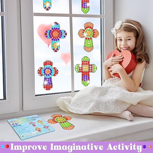 Miniatura 6 de Manualidades religiosas de escuela dominical para niños, gemas de sol con cruz de Jesús, pintura de diamantes para manualidades, escuela bíblica,