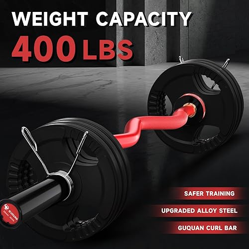 Miniatura 3 de Olympic EZ - Barra de pesas olímpica, 400 libras, barra de peso olímpica, barra de peso de 4 pies con agarre moleteado para placas de peso de 2