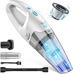 FUOAYOC Handheld Vacuum Cordless, 6KPA Strong Suction & 25 Mins Runtime, 1.6lbs Lightweight Hand Vacuum Cordless Rechargeable with HEPA Filter/LED Light/Multi-Accessories,for Home/Car/Office Cleaning
