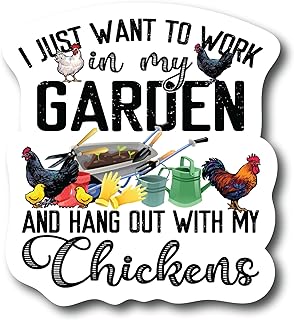 I Just Want to Work in My Garden and Hang Out with My Chickens Colorful Refrigerator Magnet | UV Printed 4-Inch Kitchen Decor Accessory Featuring Stunning Design | CSM604