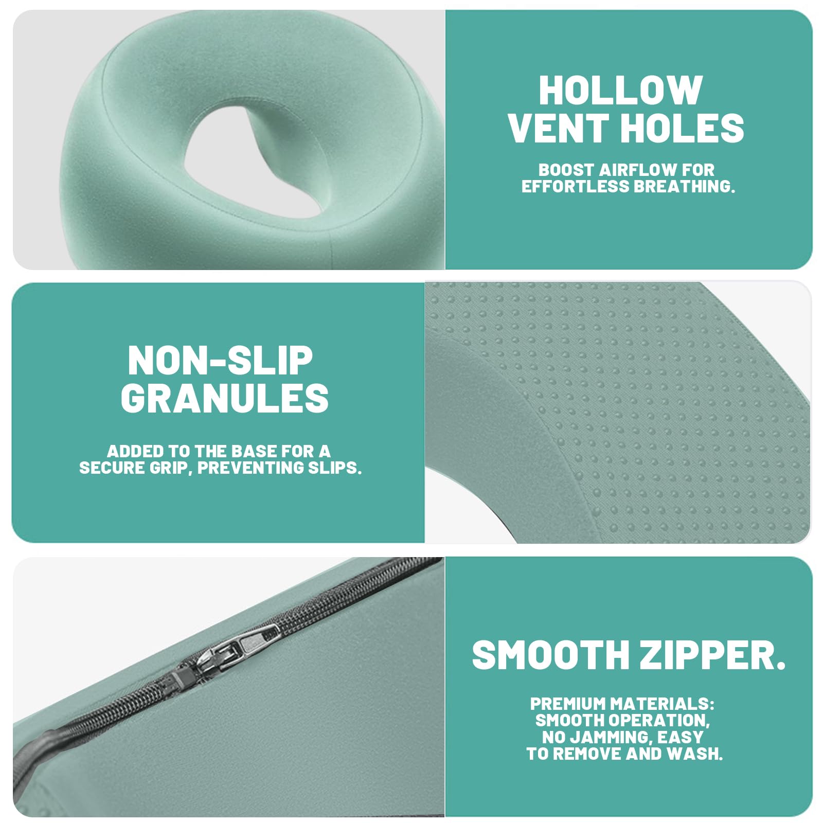 Almohada de Masaje Facial Boca Abajo con Agujero - Reposacabezas en Forma de U con Espuma Viscoelástica - Ideal para Camillas de Masaje, SPA, Salones de Belleza y Uso Doméstico. (Verde)