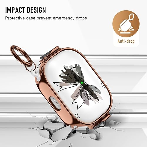 Miniatura 5 de Maxjoy Funda para Airpods Pro 2, bonita galvanoplastia con patrón de corazón dorado con cordón a prueba de golpes para niñas y mujeres, Airpods Pro