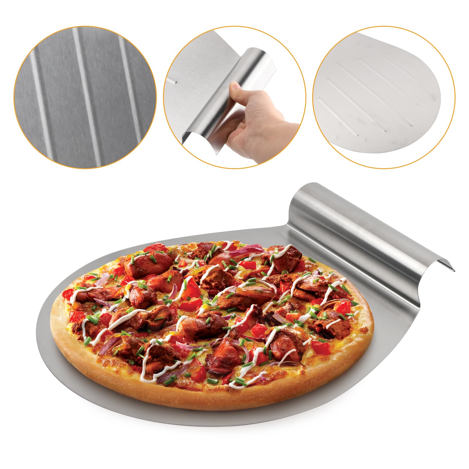 Pala Pizza In Acciaio Inox 30,5 Cm – Sollevatore Per Torte E Pane, Impugnatura Ergonomica, Anti-scivolo