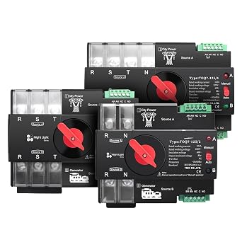 Din Rail 3 Phase 2P3P4P 63A 100A 125A 230V Dual Power Automatic Transfer Electrical Selector Switch 1Pcs2P L N 220V-230V,63A