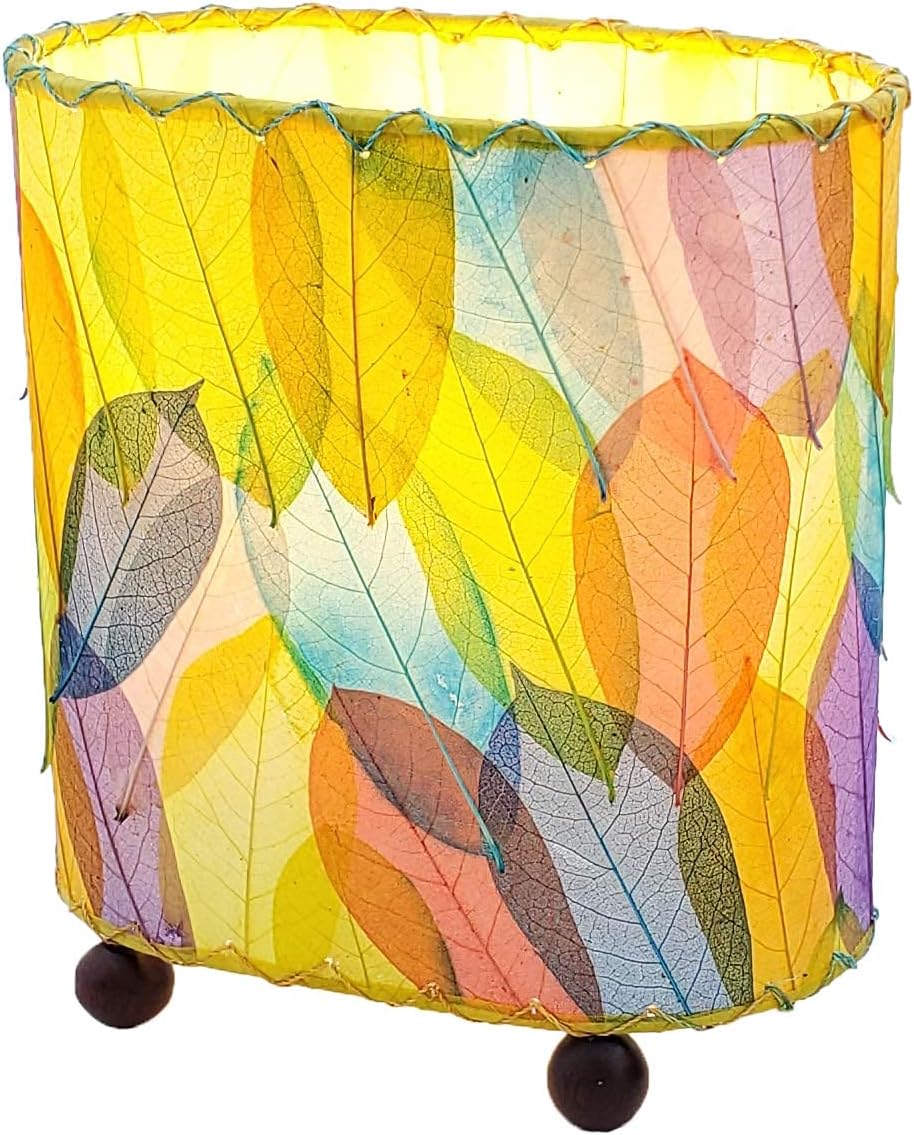 Mini Guyabano Table Lamp Multi Shade Made of Real Guyabano Leaves 9 Inches Length x 5 Inches Width x 9 Inches Height (531 m)