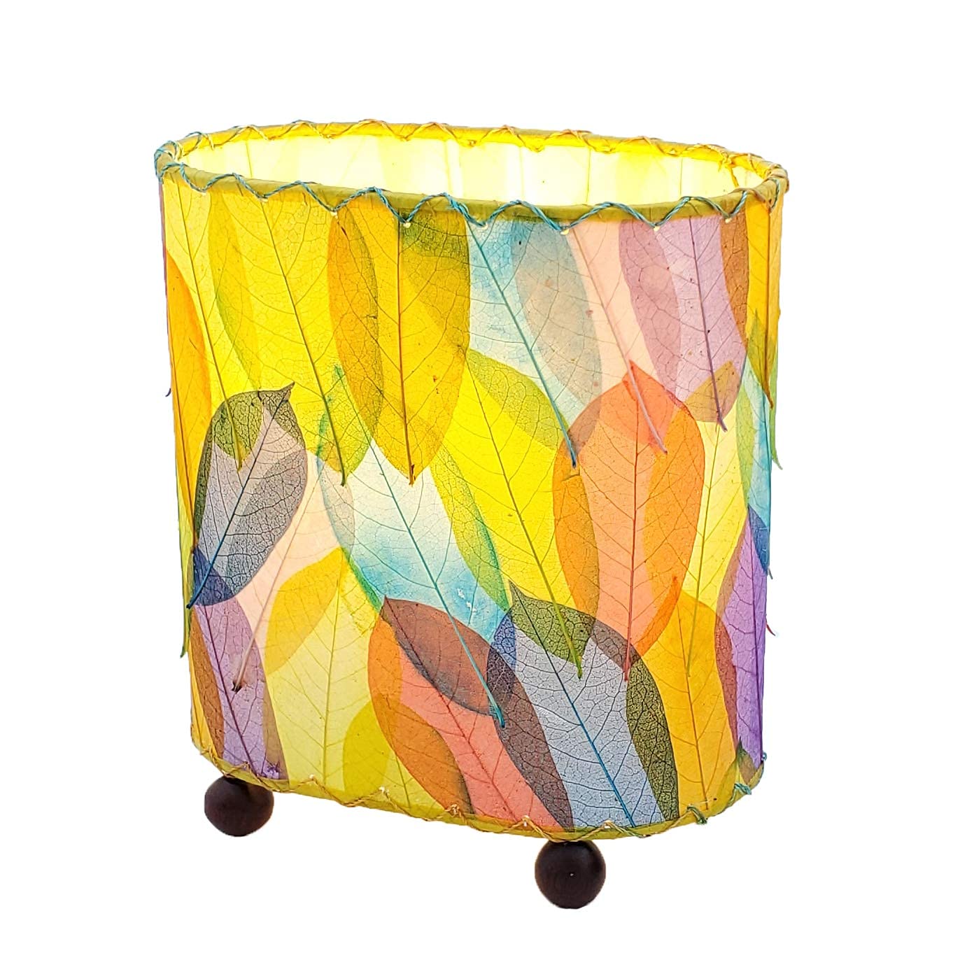 Mini Guyabano Table Lamp Multi Shade Made of Real Guyabano Leaves 9 Inches Length x 5 Inches Width x 9 Inches Height (531 m)