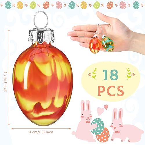 Miniatura 9 de 18 adornos de cristal para huevos de Pascua colgantes huevos de Pascua pintados a mano huevos de Pascua pastel para árbol de primavera con cuerda