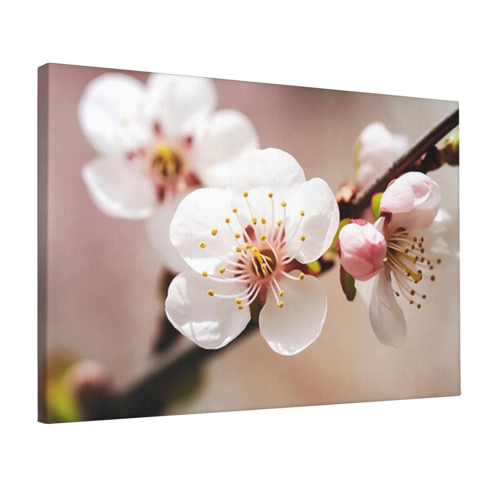 KLOPH Cherry Blossom Canvas Wall Art for Living Room 12"x18" Modern Artwork Painting for Bathroom Hanging Canvas Prints Aesthetic Wallart for Bedroom Kitchen Office Wall Decor