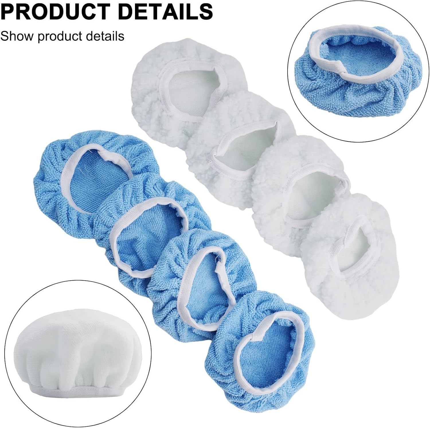 Microfiber Polishing Bonnets 150mm 6 Inch Wool Buffer Sleeves for Car Waxing Pads Auto Detailing Accessories Reusable Cleaning Pads