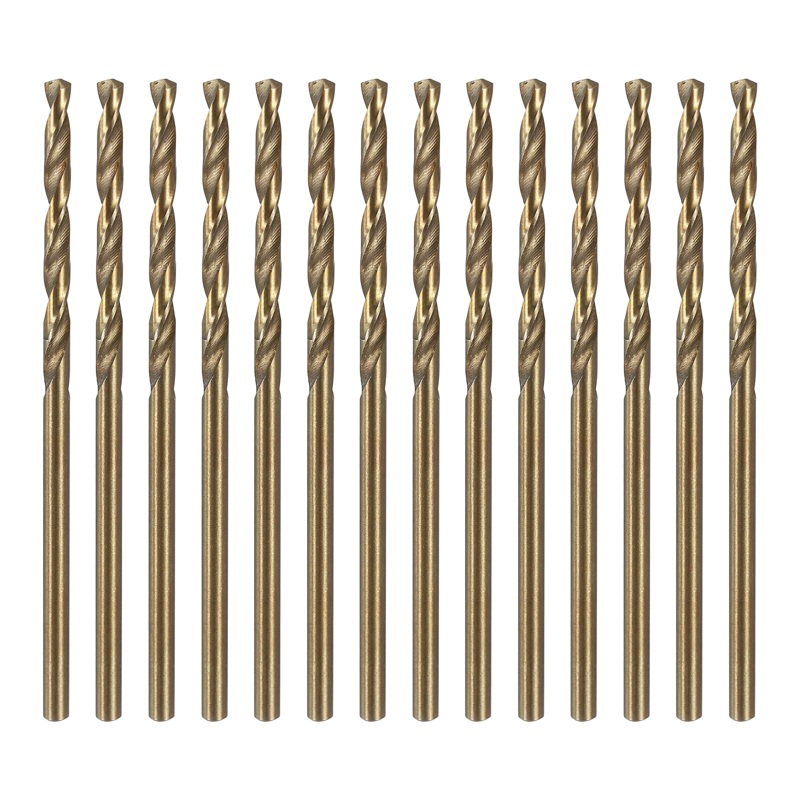 sourcing map 14pcs Reduced Shank Twist Drill Bit 2mm Dia 2mm Shank High Speed Steel M2 Black and Gold Oxide Finish Drill Bits for Drilling Hard Metals, Stainless Steel, Cast Iron