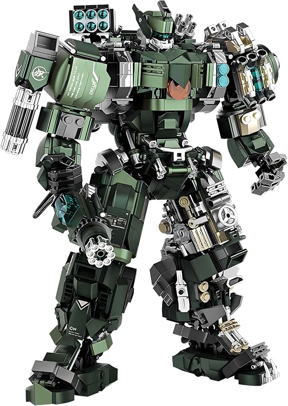 Mech Building Blocks Set for Adults, Motorized Robot Model Building Kit with Multiple Weapons, Hard Core Industrial Style Collectible Gifts for Man Teens Ages 14+ (1403 Pieces)