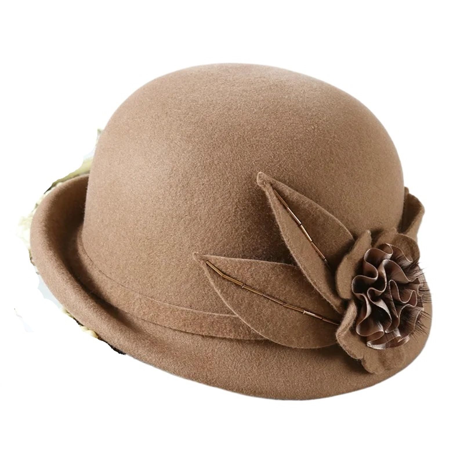 Cappello Donna Invernale Cappello da Donna in Lana Invernale in Feltro Caldo Fedora Cappello da Cloche Asimmetrico Formale da Festa Femminile(Wine Red)