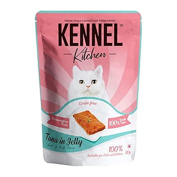 Kennel Kitchen Tuna in Jelly,12 x 80g Each. Grain Free Wet Cat Food for Adults and Kittens,