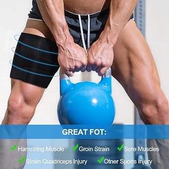 supregear Thigh Wraps Support, 2-Pack Non-Slip Compression Thigh Sleeve Hamstring Quad Wrap Adjustable Neoprene Upper Leg Brace Leg Slimmer for Women Men Pulled Groin Muscle, Quadriceps, Black, XL
