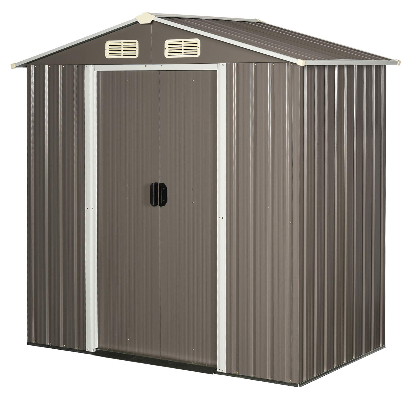 Outsunny 6 x 3.6 ft Corrugated Metal Garden Storage Shed w/Sliding Door