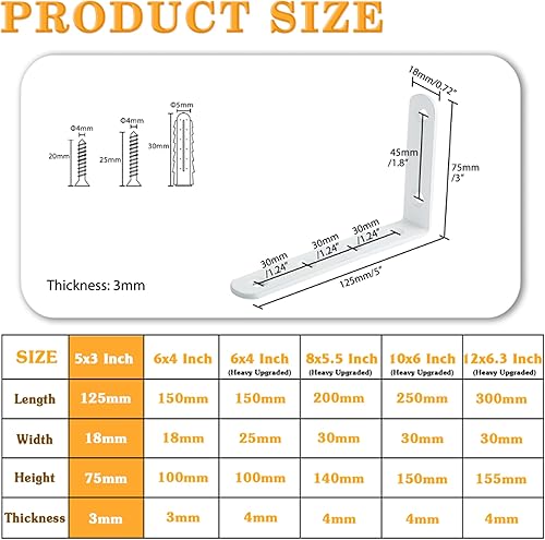 Miniatura 56 de Alise Soportes de estante flotantes, soporte negro para estantes, soporte de pared en L resistente, soporte de esquina de ángulo de articulación