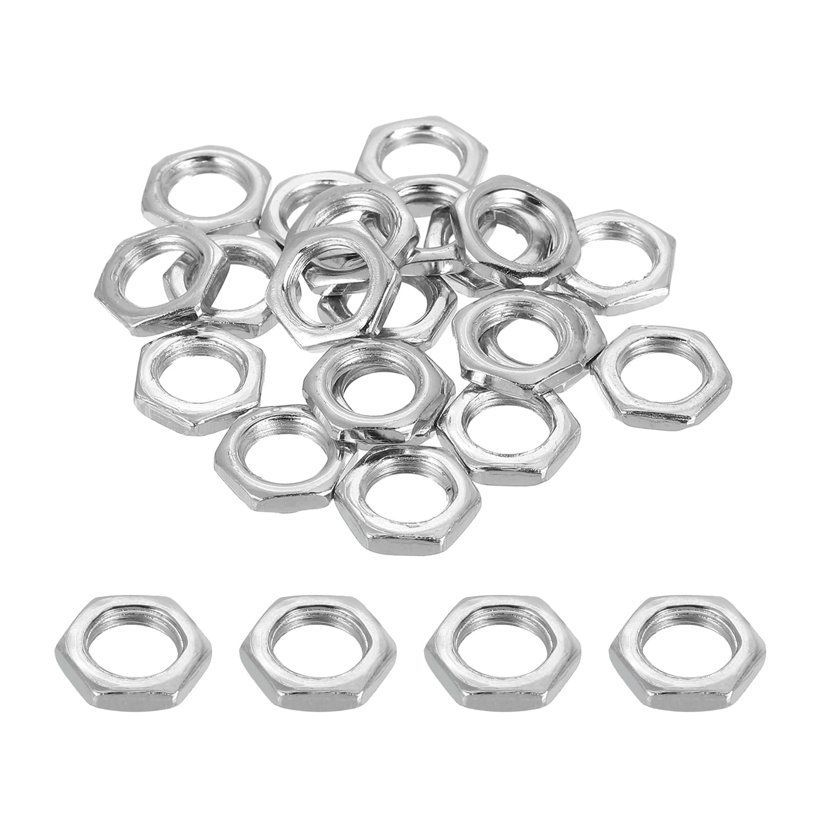 PATIKIL M7x0.75x2mm Steel Hex Nuts, 40Pcs Metric Fine Thread Carbon Steel Zinc Plated Finished Hardware Screw Nuts Fasteners for Machinery Manufacturing, Industrial Use, 10mm Width