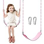 TURFEE Heavy Duty Swing Seat Pink Color with 66 Chain, Swing Set Accessories Replacement with Snap Hooks for Kids Outdoor Play Playground