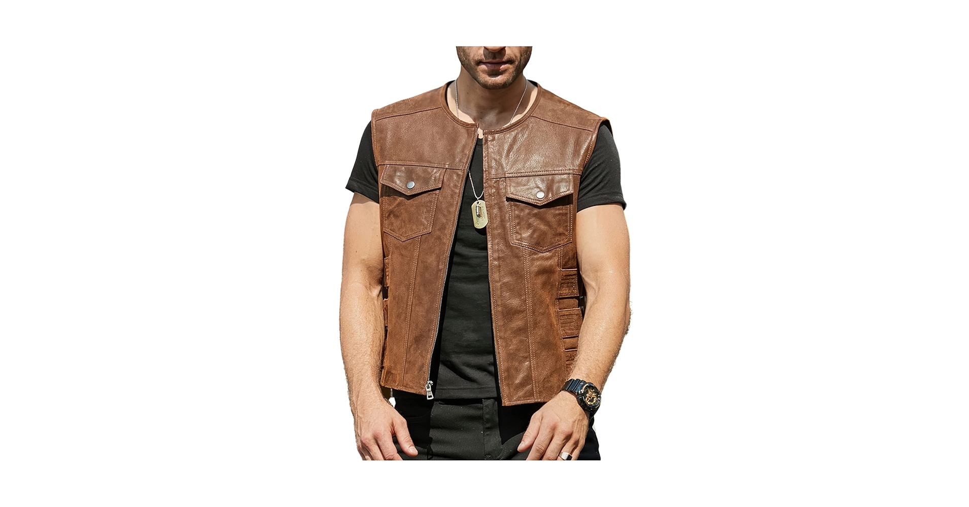 トップス OLD JOE ARTISAN SACK VEST (172VT01) By Tailor Men's Vintage Brown Genuine Sheepskin Leather Vest