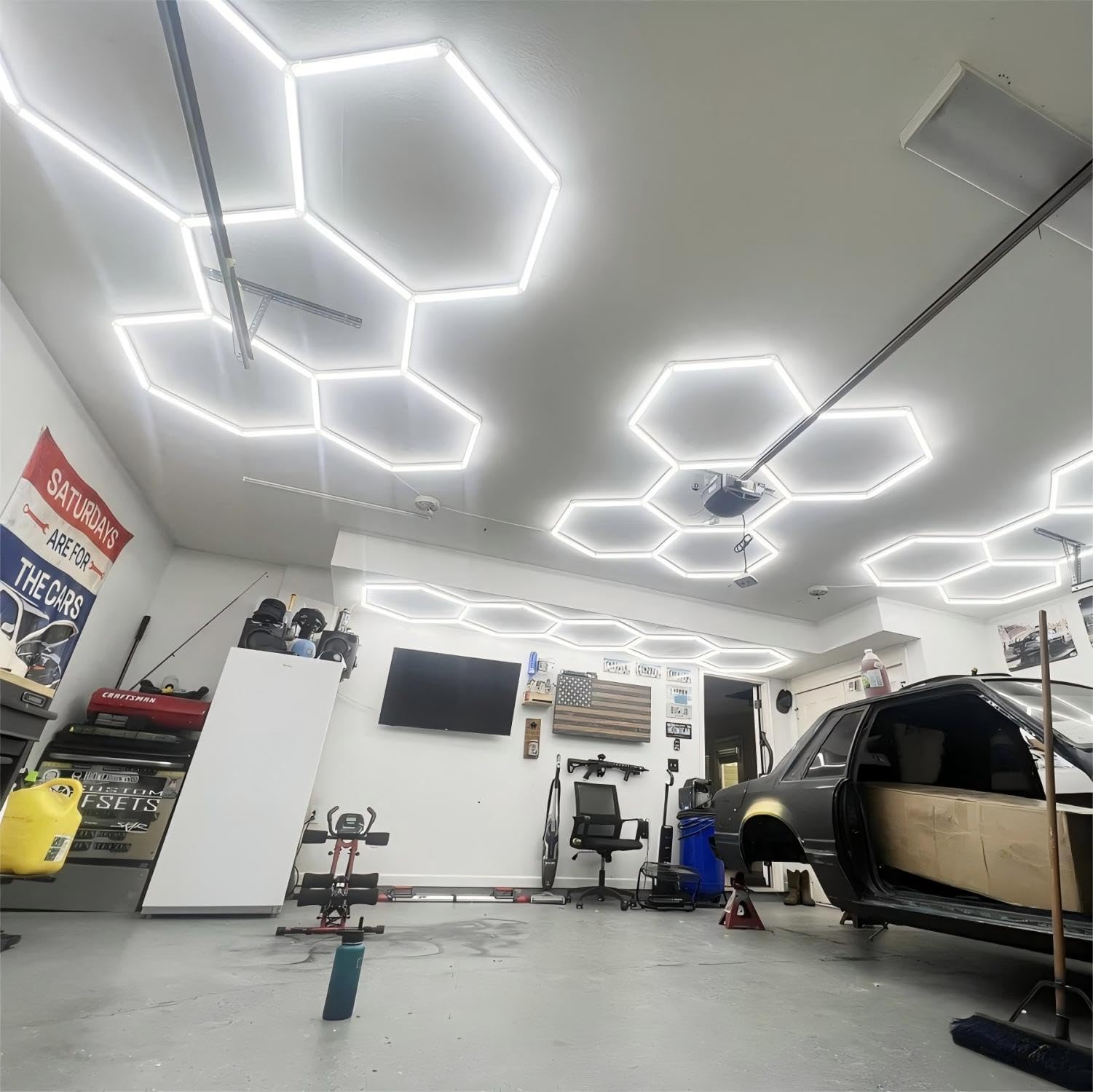 VIVIDALUX Hexagon LED Garage Lights 26400LM Super Bright Car