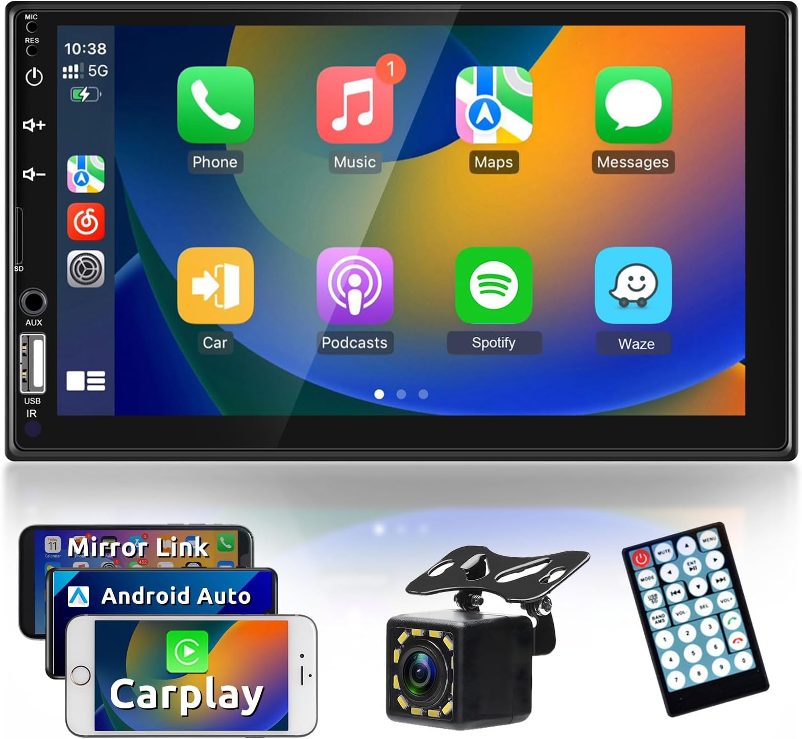 Amazon.co.jp Hodozzy 2 Din ダブルDINカーステレオ Apple CarPlay＆Android Auto対応、7