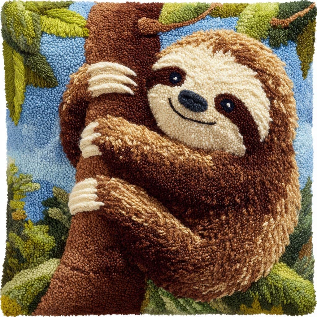 Henypt Latch Hook Kits Pillowcase Sloth