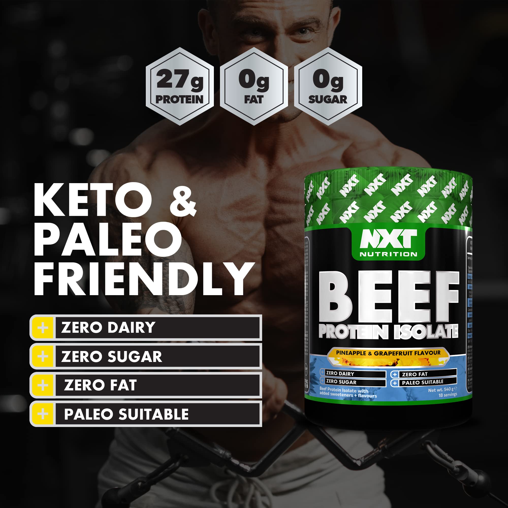 NXT Beef Protein Isolate Pineapple & Grapefruit 540G 18 Servings