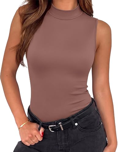 Zeagoo Womens Mock Turtleneck Tank Tops 2026 Slim Fitted Sleeveless Tops